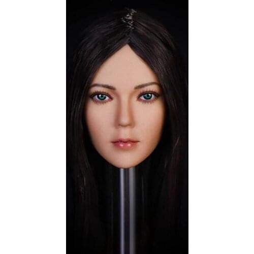 1/6 Scale Asia Straight/Curls Girl Head Sculpt Woman Lady Caving Version Model Beauty Hair Headplay for 12" Action Figure Body