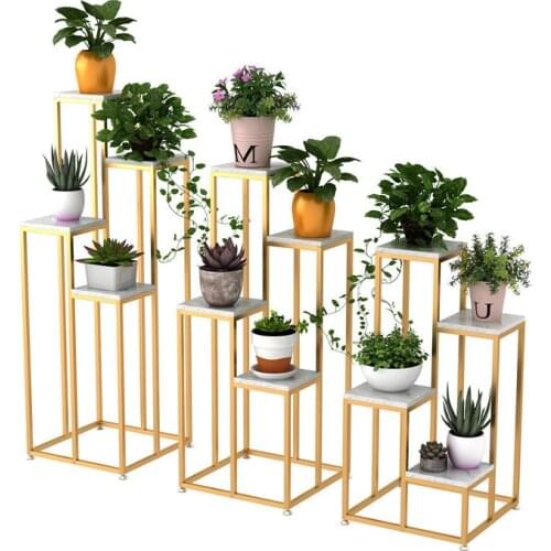 Nordic metal plant stand indoor iron flower rack Creative marble garden stand for living room floor flower metal shelf balcony