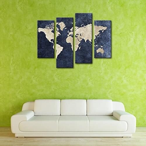 Wall Decor World Map Poster Navy Blue Map Painting Wall Papers Home Decor Modern Abstract Art Canvas Painting Print