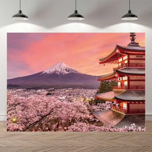 NeoBack Vinyl Mount Fuji Cherry Blossoms Sakura Baby Children Photography Studio Backgrounds Professional Indoor Photo Backdrops