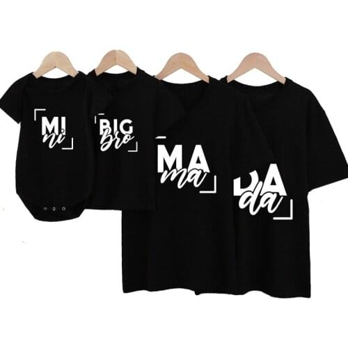 2021 New Family Matching Clothes Dada Mama Big kids Mini baby Girls Birthday Tshirts Funny Summer Family Look Party Tees Tops