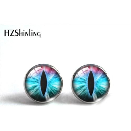 New Arrival Cat Eye Dragon Eyes Colorful Handmade Stainless Steel Earrings Vintage Dragon Eyes Stud Earrings