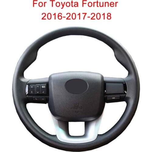 Customized Car Steering Wheel Cover For Toyota Fortuner 2016-2017-2018 Artificial Leather Auto Steering Wheel Wrap Hand Sewing