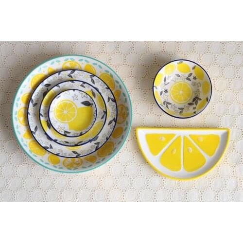 Lemon Tableware Ceramic Plate Bowl Underglaze Craft Dishwasher Microwave Available