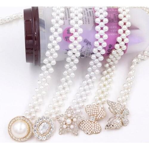 Belt for Women Waist Belt for Dress Fashion women belts Elegant Fake Rearl Beads Rhinestone Inlaid Waist Chain Belt Waistband