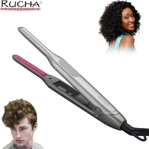 Hair Straightener Curler Short Hair 2 in 1 Curling Iron LED Flat Iron Ceramic Hair Wool Curls Beard Styler