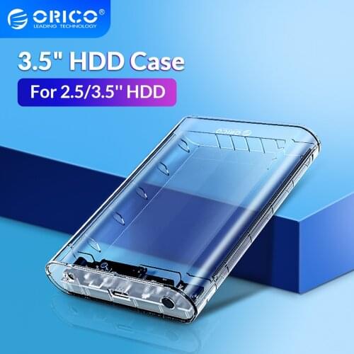 ORICO Transparent HDD Enclosure Case Box for 2.5 3.5 HDD SSD USB3.0 to SATA3.0 HD External Adapter Support UASP 16TB