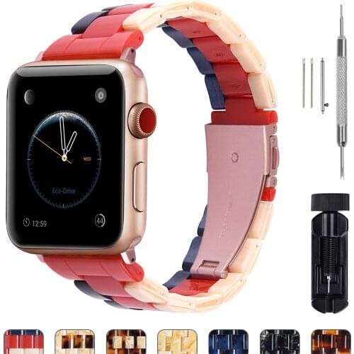 7 Colors Stylish Resin Band Compatible Apple Watch 38mm/40mm/42mm/44mm, Fullmosa Bright Resin Strap for iWatch Band Series 4/3/2