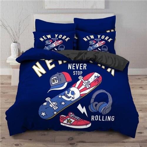 Luxury 3D Skateboard Print Home Living Comfortable Duvet Cover Pillowcase Kid Bedding Set Queen and King EU/US/AU/UK Size