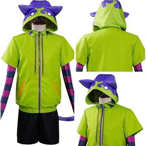 SK8 the Infinity Anime Miya Chinen Cosplay Hooded Zipper Costume Short Wig Hoodie Jacket Tail Gloves Party Outfits for Boy Man