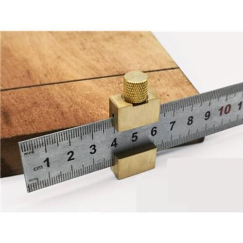 Steel Ruler Positioning Block Brass Angle Scriber Line Marking Gauge For Ruler Locator DIY Carpentry Scriber Measuring Tools