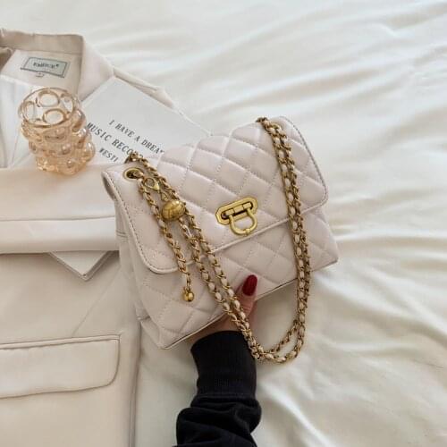 Bags Summer 2021 New Trendy Fashion Ladies Luxury Casual Chain Shoulder Messenger Bag Rhombus Embroidery Thread Small Square Bag