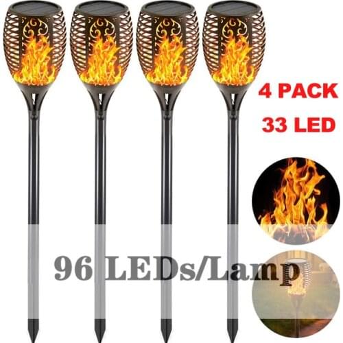 Solar Powered LED Flame Lamp Waterproof 96LEDs Lawn Flame Flickering Torch Light Outdoor Solar LED Fire Lights Garden Decoration