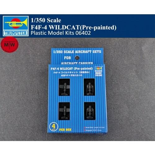 Trumpeter 06402 1/350 Scale F4F-4 Wildcat(Pre-painted) Military Plastic Aircraft Model 4pcs/set