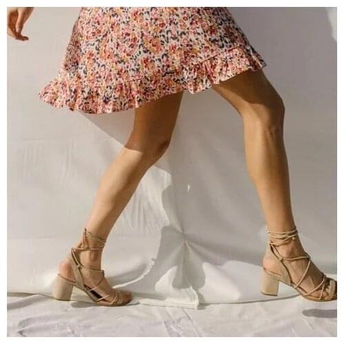 2020 ladies summer office shoes plus size sandals high heels pumps women cross strap sandals