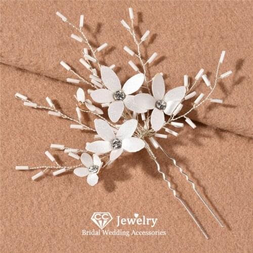 CC Hair Sticks for Women Wedding Accessories Engagement Jewelry Bridal Hairwear U Type Hairpins Flower Shape Headdress Gift M238