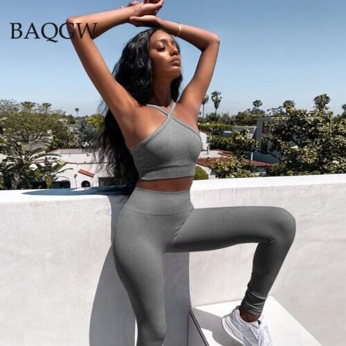 Solid Women 2 Pcs Set Fitness Suits Fitness Sportswear Gym Clothes Breathable Bra Female High Waist Running Leggings Workout Set