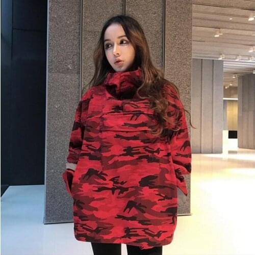 2018 Women Red Coat Camouflage Clothes Hip Hop Coat Fashion Jackets Us Size S-XL