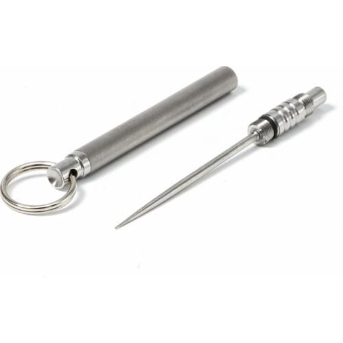 Outdoor Camping Pure Titanium Toothpick Environmentally Friendly Fruit Fork Self-defense Toothpick Keychain Survival Tool
