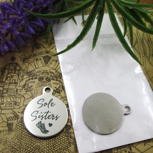 20pcs--"Sole Sisters"stainless steel charms 5 styles for choosing DIY Charms for necklace bracelets