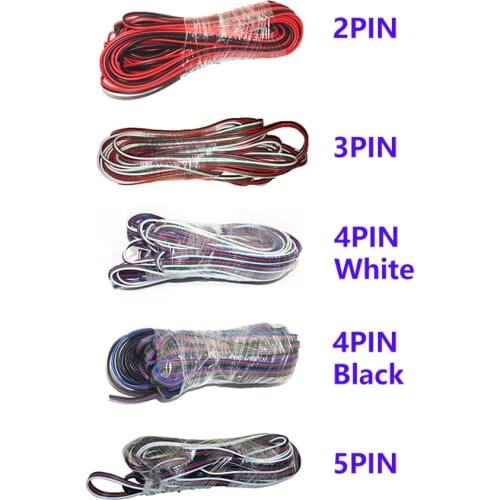 2/3/4/5Pin Wire Extend Cord Connector Cable Electrical to 5050 3528 2835 LED Strip Light Tape 1M/5M/10M//20M/50M/100M 22AWG