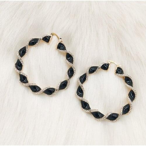 2020 Statement Earrings New Fashion Bohemia Oorbellen Rhinestone Big Round Clip Earrings For Women Wedding Jewelry Lady Gifts