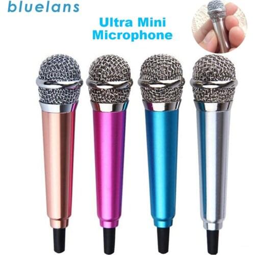 3.5mm Stereo Ultra mini Finger Microphone Phone KTV Karaoke Singing Mic with Stand for iPhone Android Smartphone Laptop PC