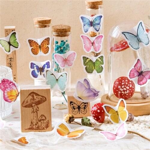 45pcs/pack Vintage Butterfly Series Stickers Package DIY Diary Journal Decoration Label Sticker Album Scrapbooking Stationery