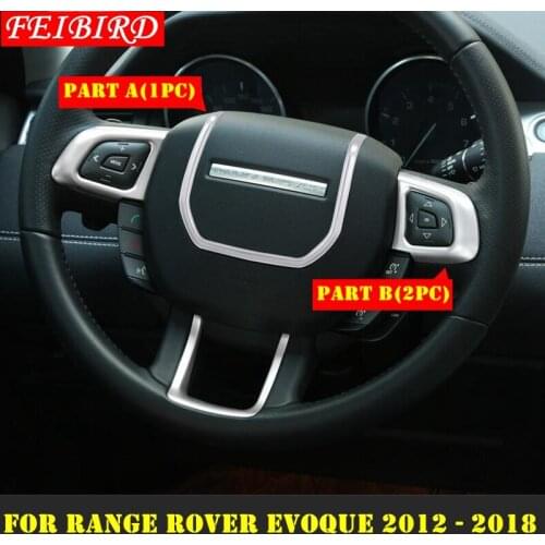 Accessories For Range Rover Evoque 2012 - 2018 ABS Matte Silver Steering Wheel Decorative Shape U Strip Molding Cover Kit Trim