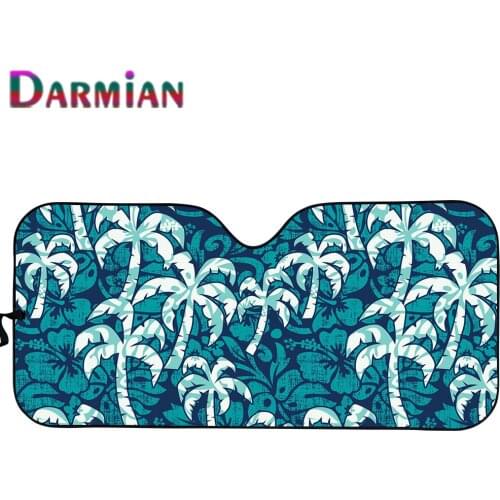 DARMIAN Auto Interior Accessories Tropical Palm Tree Ocean Wave Pattern Foldable Windshield Sun Shade Keep Your Vehicle Cool