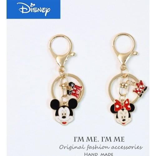 Disney Mickey Mouse Key Chains Bag Pendent Charm Airpods Accessories Kids Toys Cartoon Gold Color Metal Keychain
