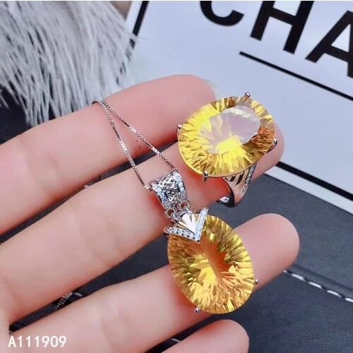 KJJEAXCMY boutique jewelry 925 sterling silver inlaid Citrine necklace pendant ring Womens Suit