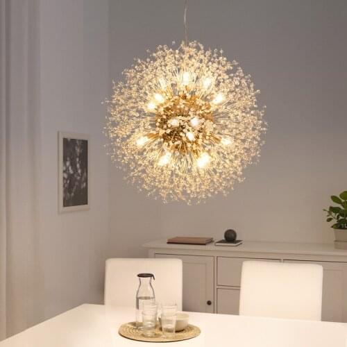 Dandelion long Chandelier lighting for dining room light fixtures Nordic Snowflake suspension lamp living room deocoration