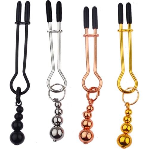 Torture Play Metal Nipple Clamps With Ball Pendant Sex Toys Nipples Clips Breast Braces BDSM Adult Games Sex Toys For Women