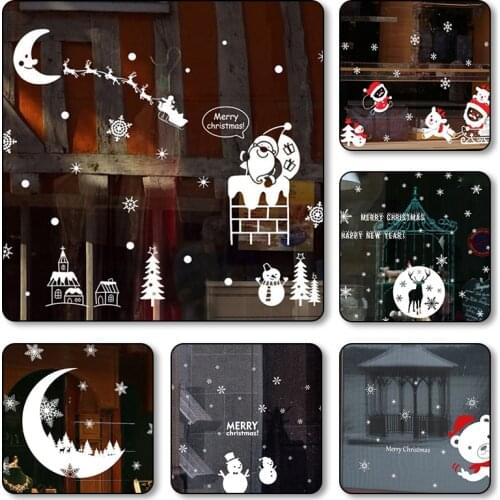 Christmas Window Stickers Merry Christmas Decorations For Home Christmas Wall Sticker Kids Room Wall Decals New Year Stickers