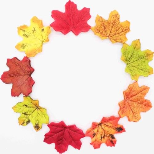 Top Sale Orange/Green/Yellow 50pcs/set Artificial Maple Leaf Garland Silk Autumn Fall Leaves for Wedding Garden Decor