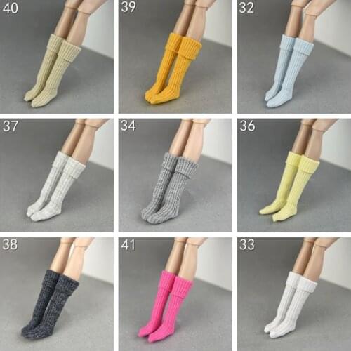 1/6 BJD Accessories Cotton Knee High Doll Socks for Barbie Stockings Leg Warmers Socks for Blythe Kids Dollhouse DIY Toys Gifts
