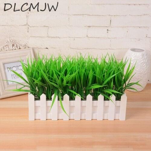 Artificial Plant Green Grass Decor Flower Bonsai Green Plant Fake Flower Potted For Wedding Home Garden Decor Bonsai green grass