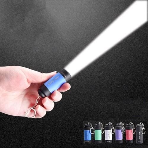 LED Mini Pocket Flashlights Keychain Portable LED Flashlight Outdoor Torch Lamp USB Rechargeable Camping Waterproof Flashlights