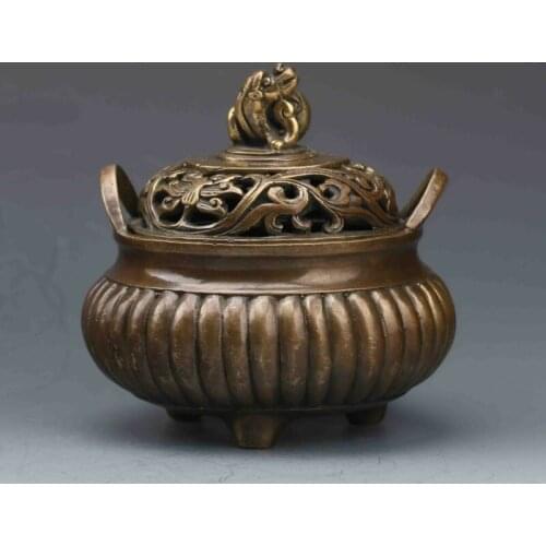 Chinese Bronze Hand-Carved Incense Burner Ming Dynasty XuanDe Mark