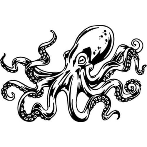 Octopus Creative Pattern Decals Fashion Car Window Decoration Decals Personality Pvc Waterproof Decals Black/white, 18cm * 12cm