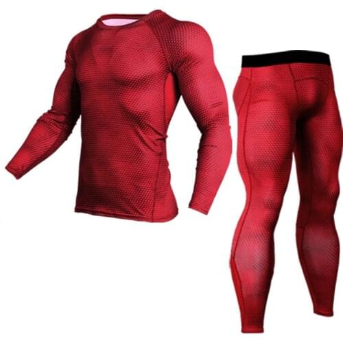 2019 new men and womens tracksuit compression suit Fitness Bodybuilding tights T-shirt + pants 2 pieces mma rash guard kit 4XL