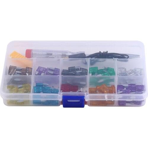 100Pcs 2A-35A Zinc Alloy Assortment Mini Blade Fuse Set Kit with a plastic cover shell and alligator clip For Car Auto Truck SUV