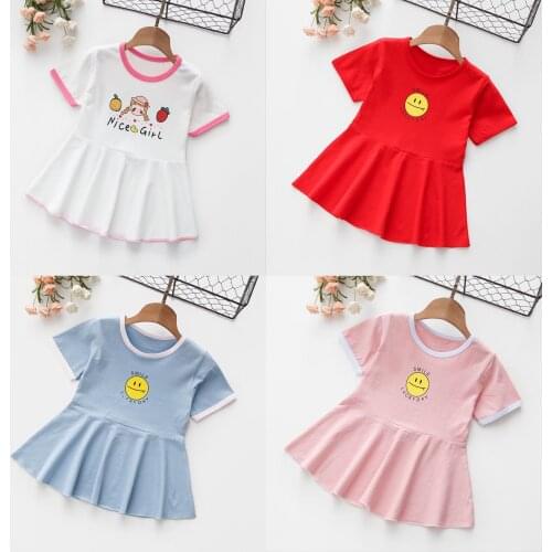 2021 Summer New Printed Girls Dress Korean Baby Princess Dresses Fashion Childrens Casual Nightdress Kids Clothing