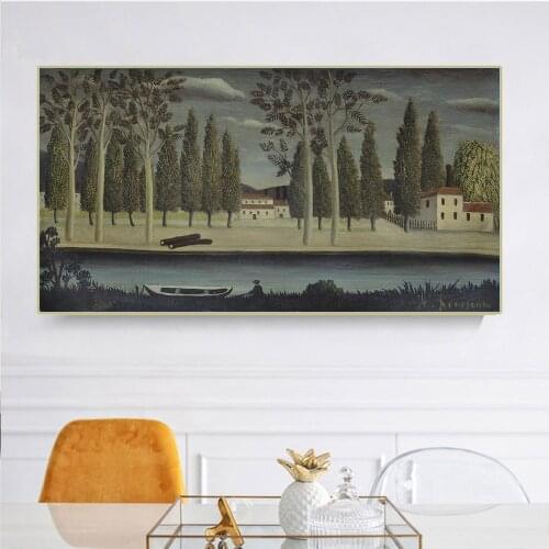 Citon Henri·Rousseau《Riverside》Canvas Art Oil painting Artwork Poster Picture Wall Decor Modern Home Living room Decoration