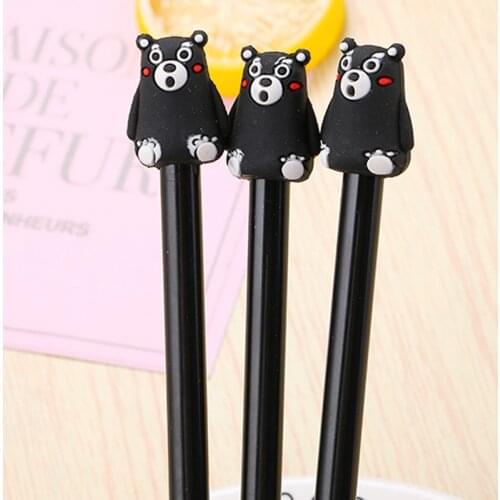5Pcs Black Cartoon bear Gel Pen Cute 0.5 mm black ink Signature Pen School Office writing Supplies Promotional Gift pens
