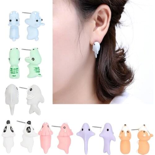 Cute Animal Earrings For Women Hanging 3D Cartoon Lovely Hippo Stud Earrings Polymer Clay Girls Earrings Jewelry