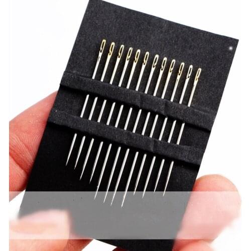 Old Man Side Blind Needle 12pcs Thick Big Eye Self-threading Steel Sewing Needles Hand Gold Set Embroidery Stainless Tool