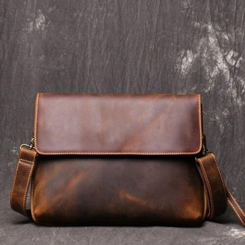 Fashion Mens Crossbody Shoulder Bags Quality Vintage cow leather Sling Tote Bag Fashion Business Man Messenger Handbag
