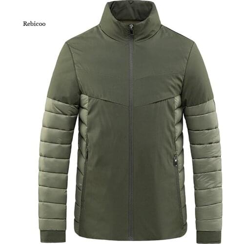 Mens Windbreaker Coats Stand Collar Thick Warm Parkas Men Casual Fashion Patchwork Men Jacket Padded Coats Winter New